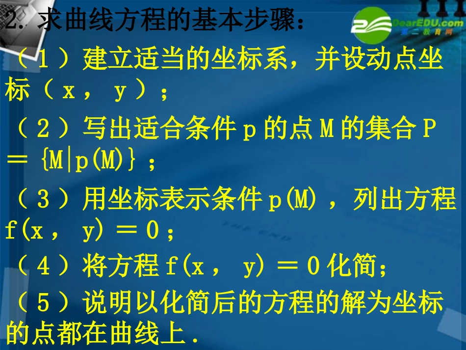 高三数学 9.4曲线与方程(3课时)课件 理 新人教A版 课件_第3页
