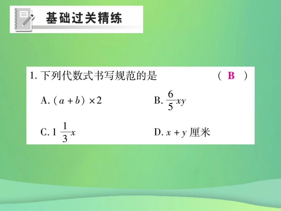 秋七年级数学上册 第三章 整式及其加减 3.2 代数式(第1课时)练习课件 (新版)北师大版 课件_第2页