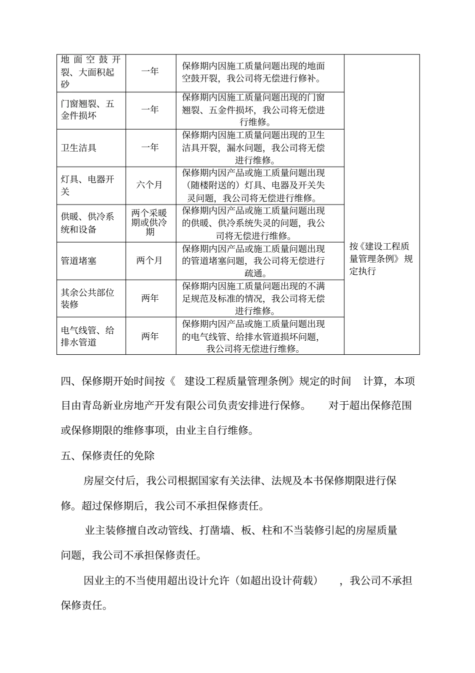 住宅质量保证书范本_第3页