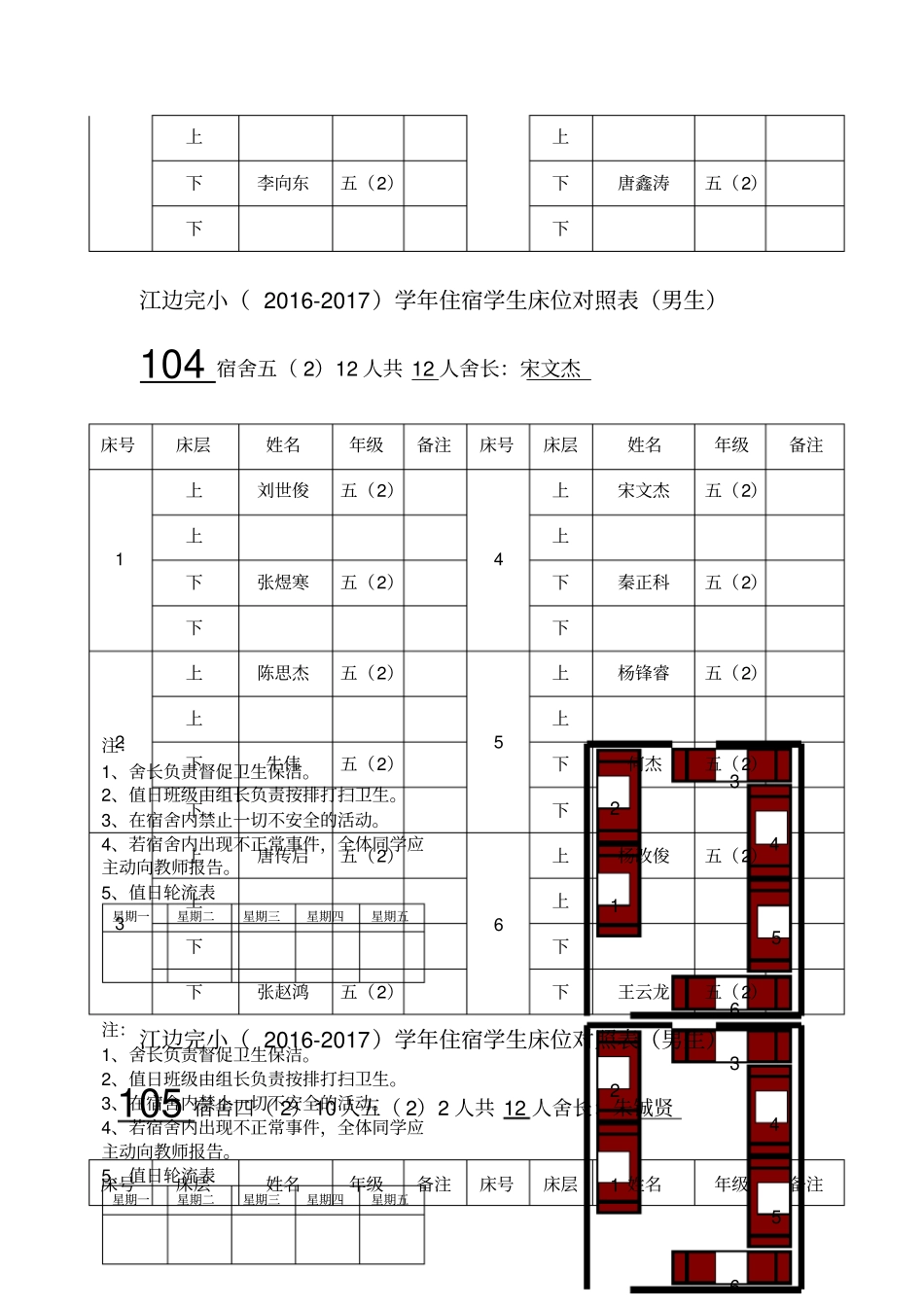住宿学生床位对照表_第3页