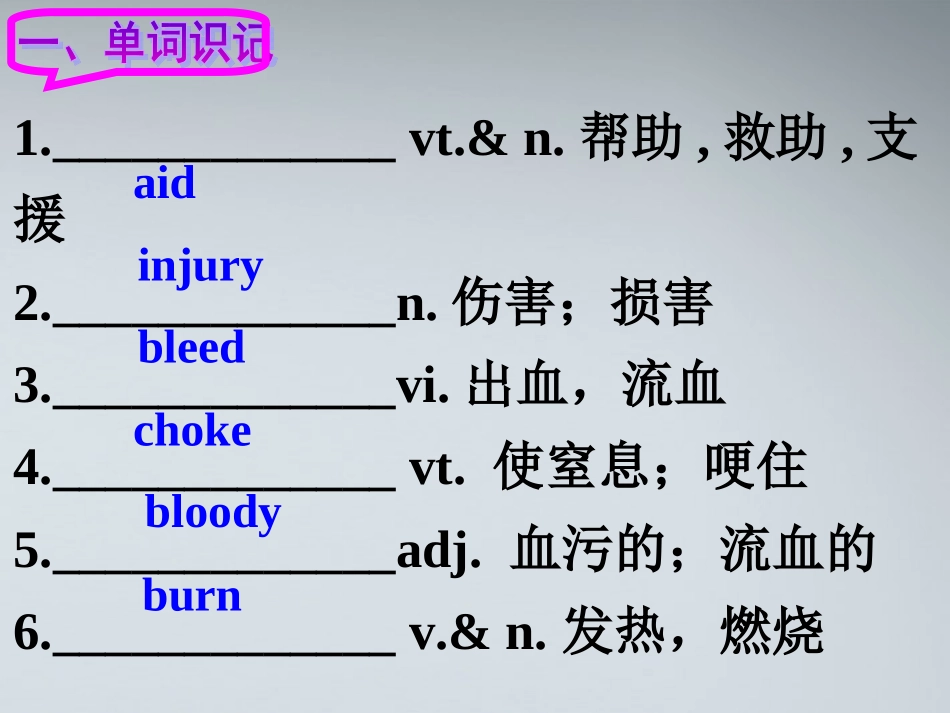 高中英语 U5 first aid课件 新人教版必修5 课件_第3页