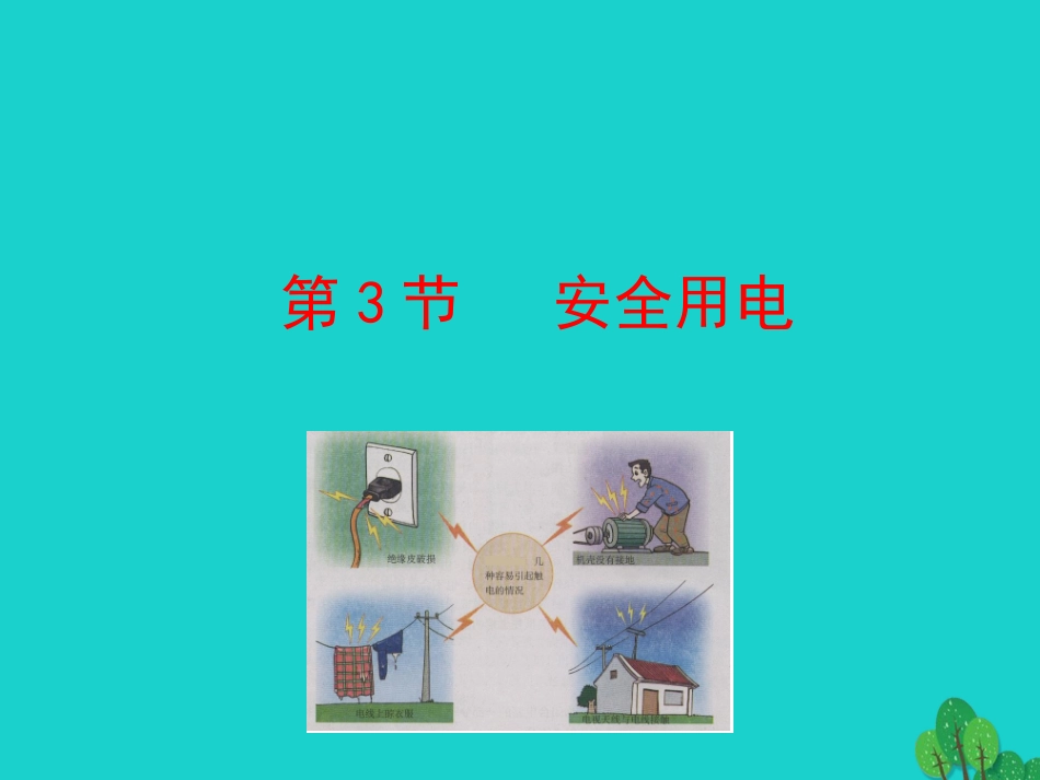 第十九章 第3节 安全用电课件 九年级物理全册 第十九章 第3节 安全用电课件+素材 (新版)新人教版-2_第1页