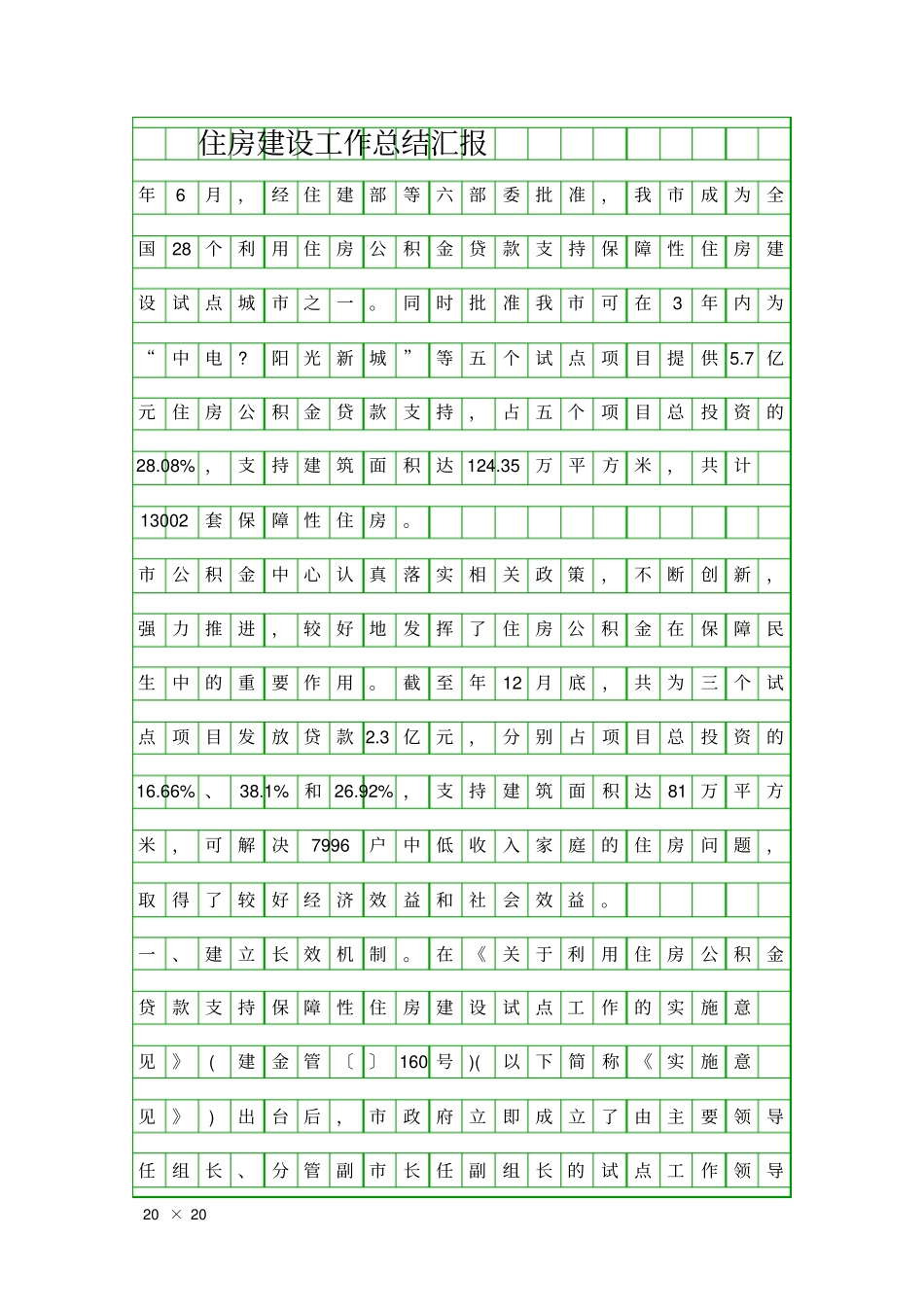 住房建设工作总结汇报精品工作报告_第1页