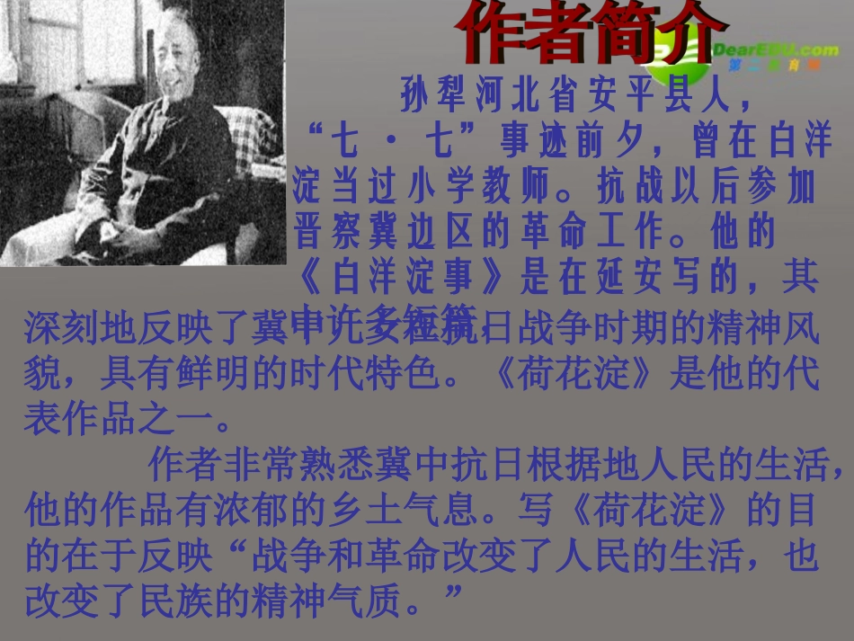 高一语文下册(荷花淀)课件 人教版第二册 课件_第2页