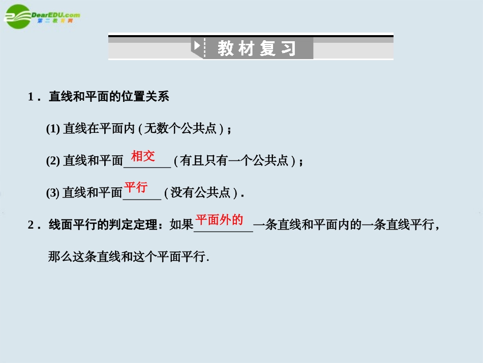 高三数学一轮复习 空间中的平行关系课件 北师大版 课件_第2页