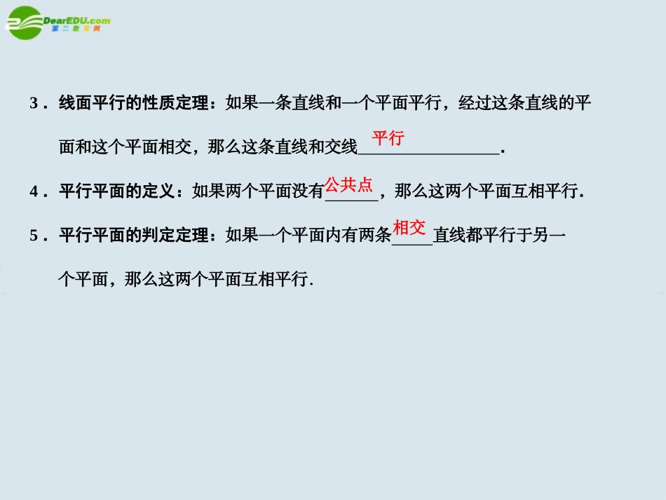 高三数学一轮复习 空间中的平行关系课件 北师大版 课件_第3页