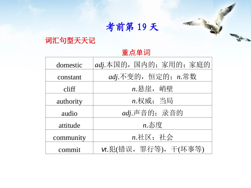 福建省高三英语总复习 考前第19天考前高分必读专题课件_第1页