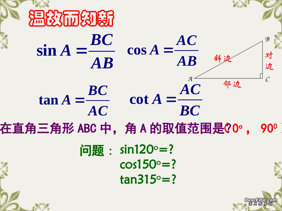 高一数学任意角的三角函数课件3 人教版 课件_第3页