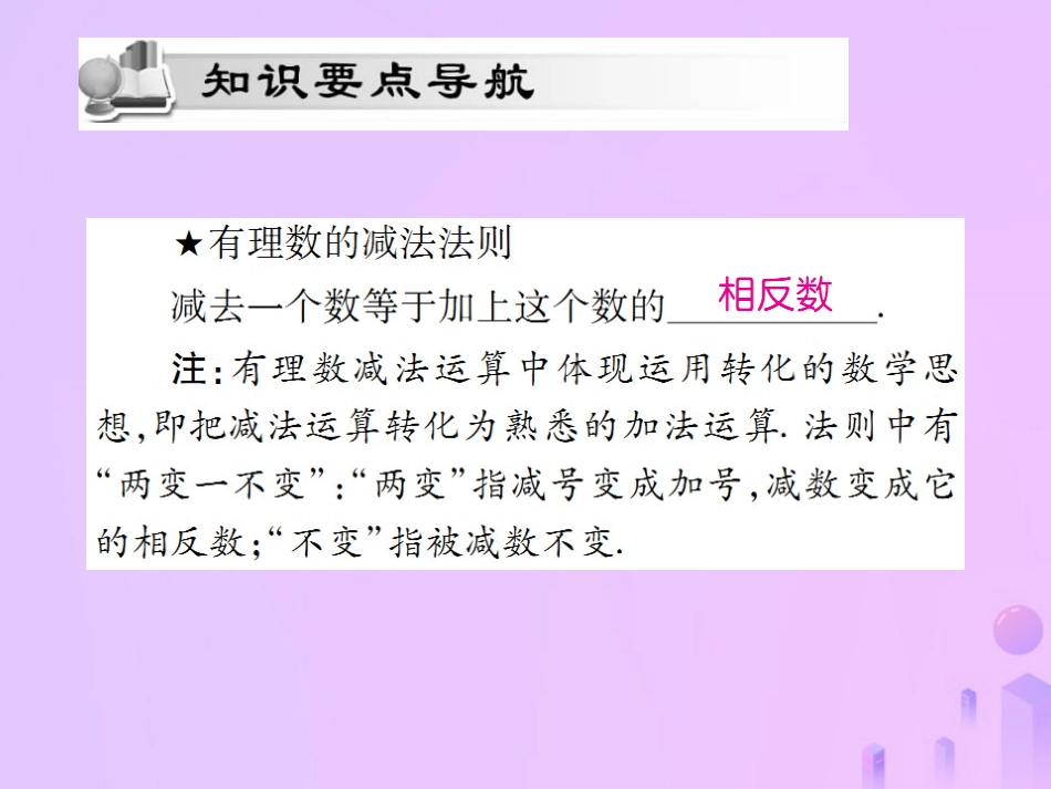 秋七年级数学上册 第一章 有理数 1.3 有理数的加减法 1.3.2 有理数的减法(第1课时)讲解课件 (新版)新人教版 课件_第2页