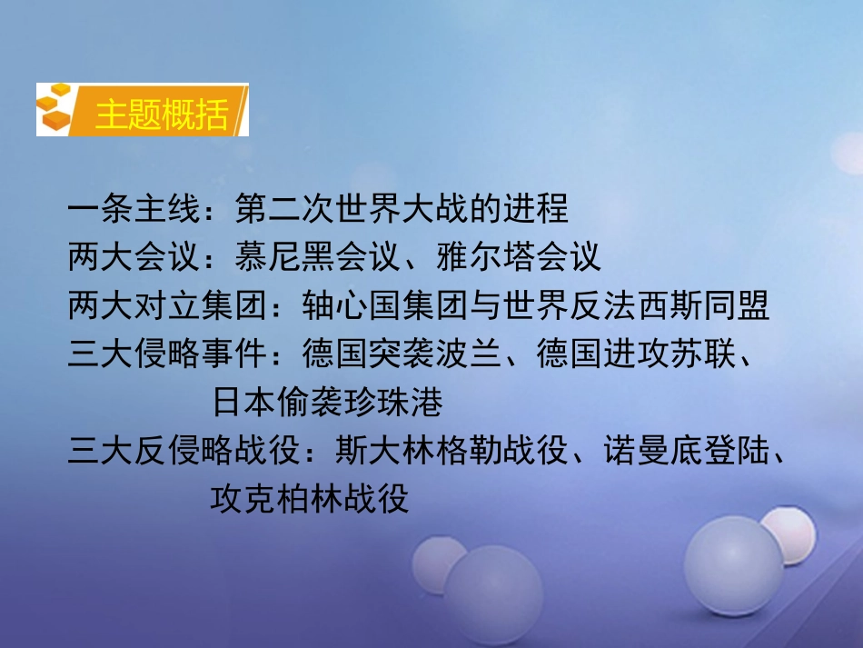 湖南省中考历史 教材知识梳理 模块六 世界现代史 第三单元 第二次世界大战课件 岳麓版 课件_第3页