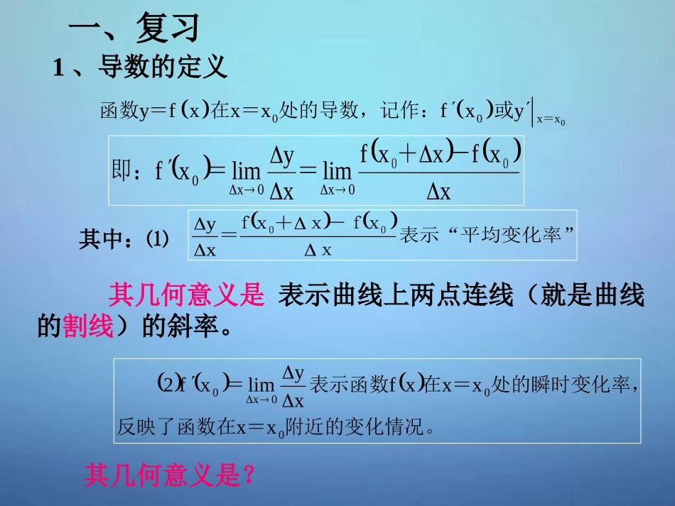 高中数学 3.1.3导数的几何意义课件 新人教A版选修1 1 课件_第2页