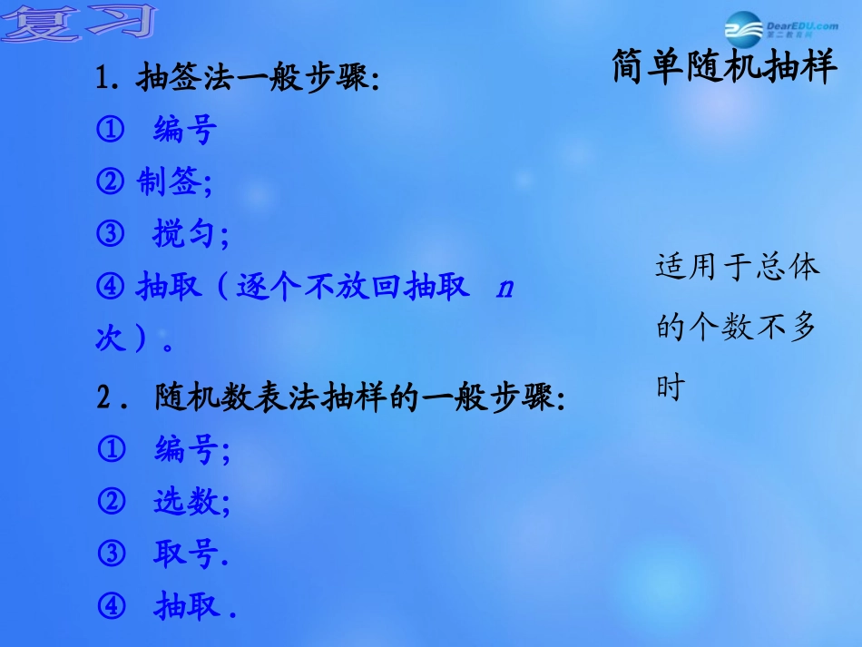 高中数学 212 系统抽样课堂教学课件2 新人教A版必修3 课件_第2页