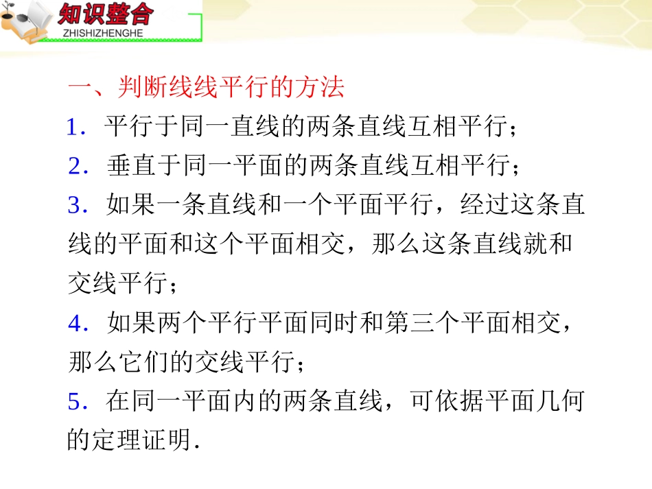 高中数学第2轮总复习 专题4 第1课时 空间位置关系的判断与证明课件 文 课件_第2页