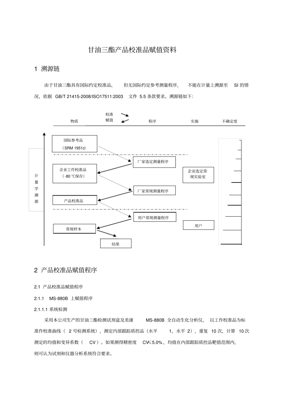 体外诊断试剂综述资料：产品校准品赋值资料-TG_第1页