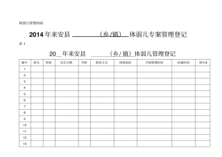 体弱儿管理表格