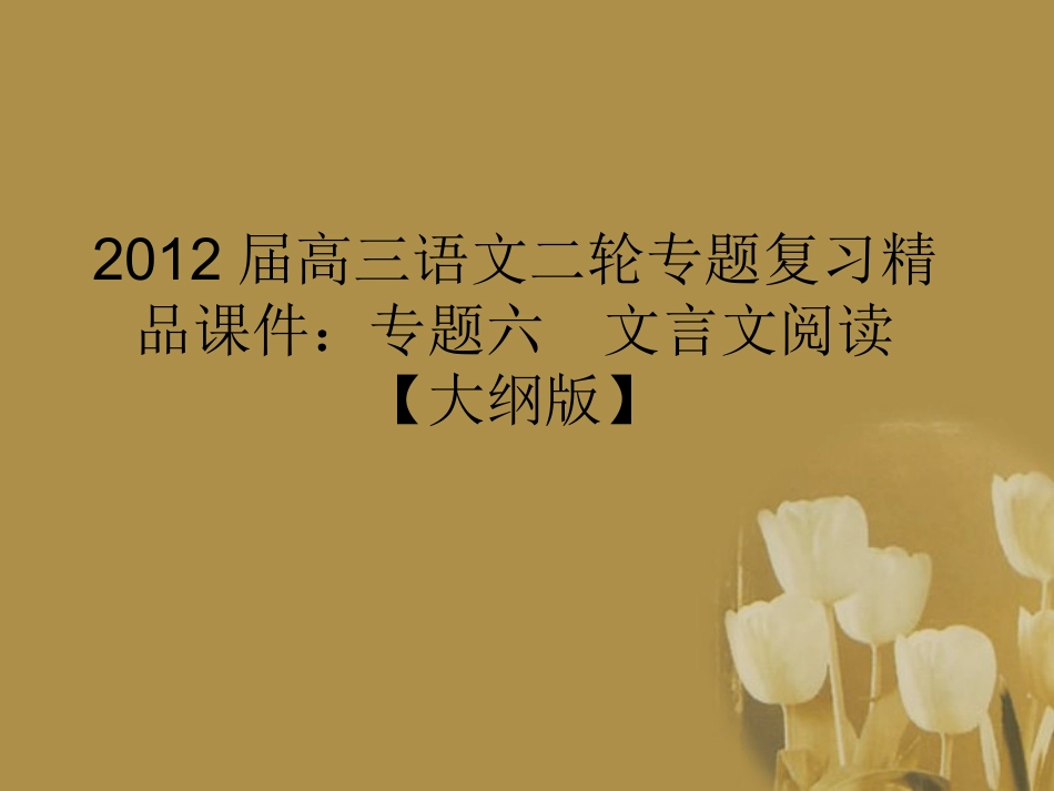 高三语文二轮专题复习 专题六 文言文阅读精品课件 大纲人教版 课件_第1页