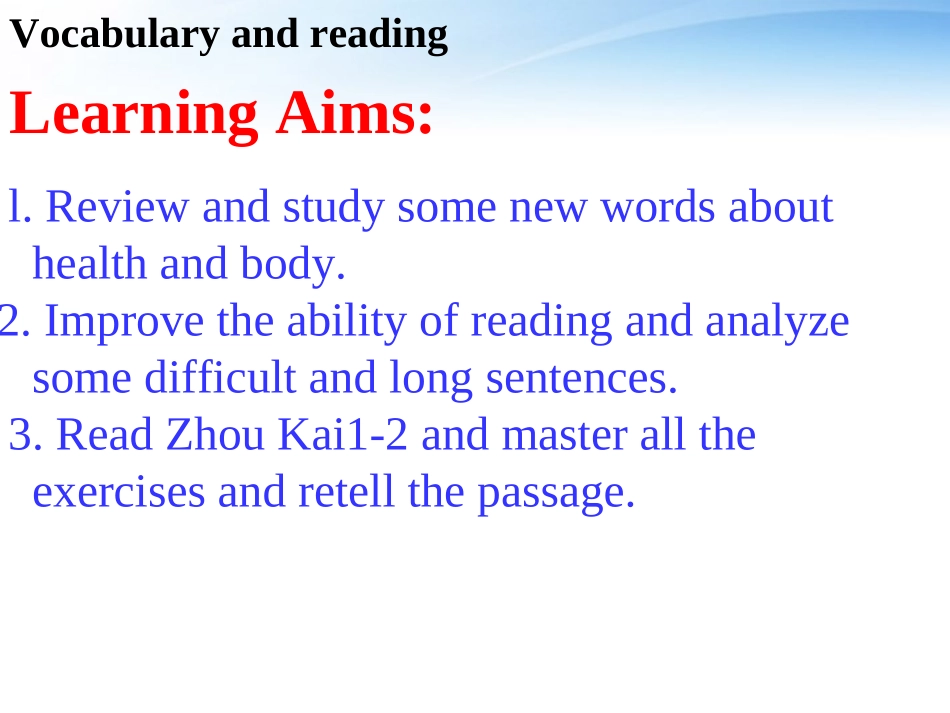 高中英语 module1 Our body and healthy eating habits课件_第3页