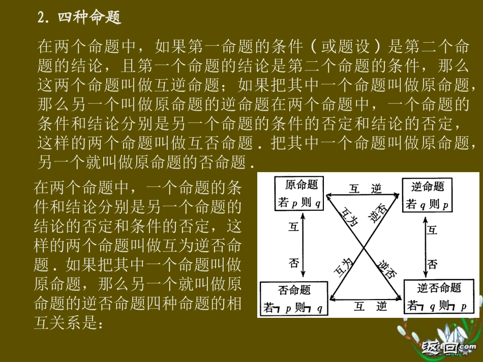 高三数学第3课时逻辑连结词和四种命题总复习课件_第3页