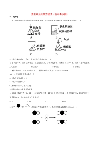 版中考化学 第五单元化学方程式精练精析(含中考示例) 新人教版 课件