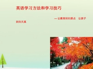 江苏省高考英语暑假培训 英语学习方法和学习技巧课件