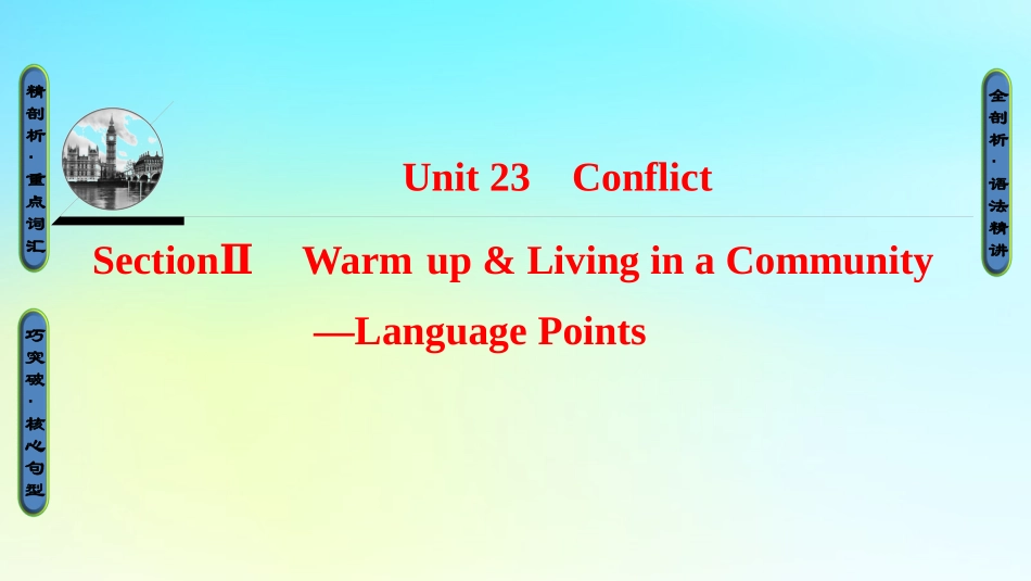 英语 Unit 23 Conflict Section Ⅱ Warm up  Living in a Community—Language Points课件 北师大版选修8 课件_第1页