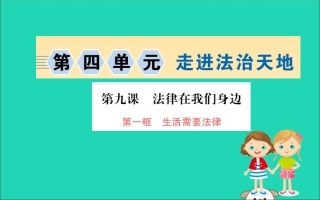 版七年级道德与法治下册 第四单元 走进法治天地 第九课 法律在我们身边 第1框 生活需要法律训练课件 新人教版 课件