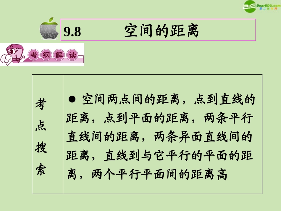 高三数学第一轮总复习 9.8 空间的距离课件_第2页