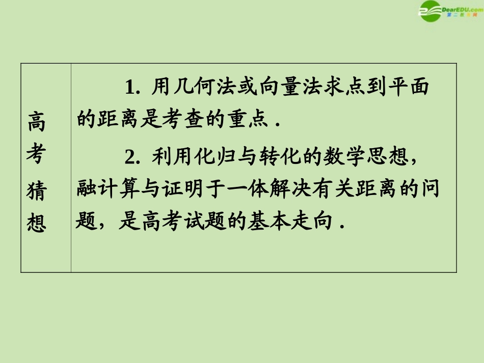 高三数学第一轮总复习 9.8 空间的距离课件_第3页