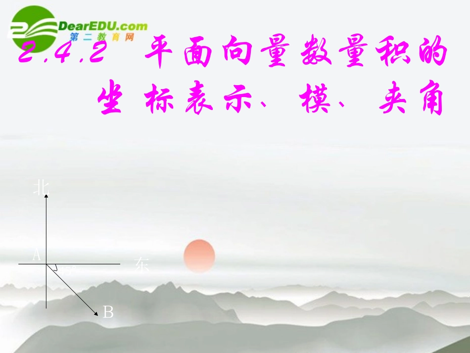 高中数学 242平面向量数量积的坐标表示模夹角课件 新人教版必修4 课件_第1页