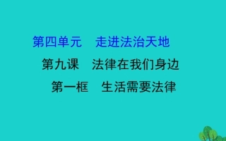 版七年级道德与法治下册 第四单元 走进法治天地 第九课 法律在我们身边 第1框生活需要法律习题课件 新人教版 课件