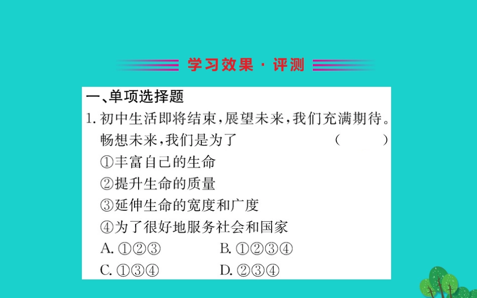 第七课 从这里出发 第2框 走向未来习题课件 新人教版 课件_第2页