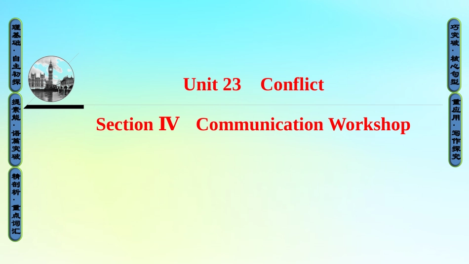 英语 Unit 23 Conflict Section Ⅳ Communication Workshop课件 北师大版选修8 课件_第1页