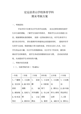 体育学科考核方案
