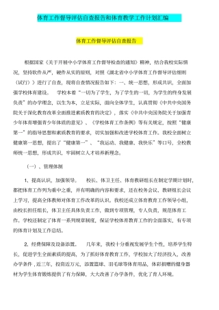 体育工作督导评价自查报告和体育教学工作计划汇编