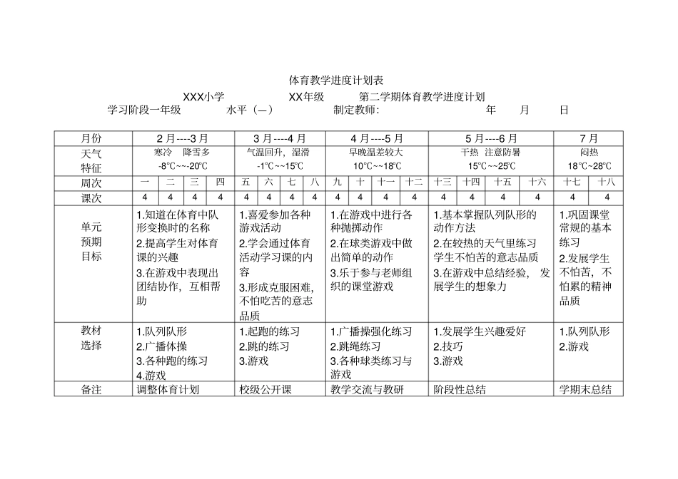 体育教学进度计划表_第2页