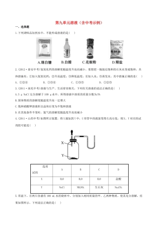 版中考化学 第九单元溶液精练精析(含中考示例) 新人教版 课件