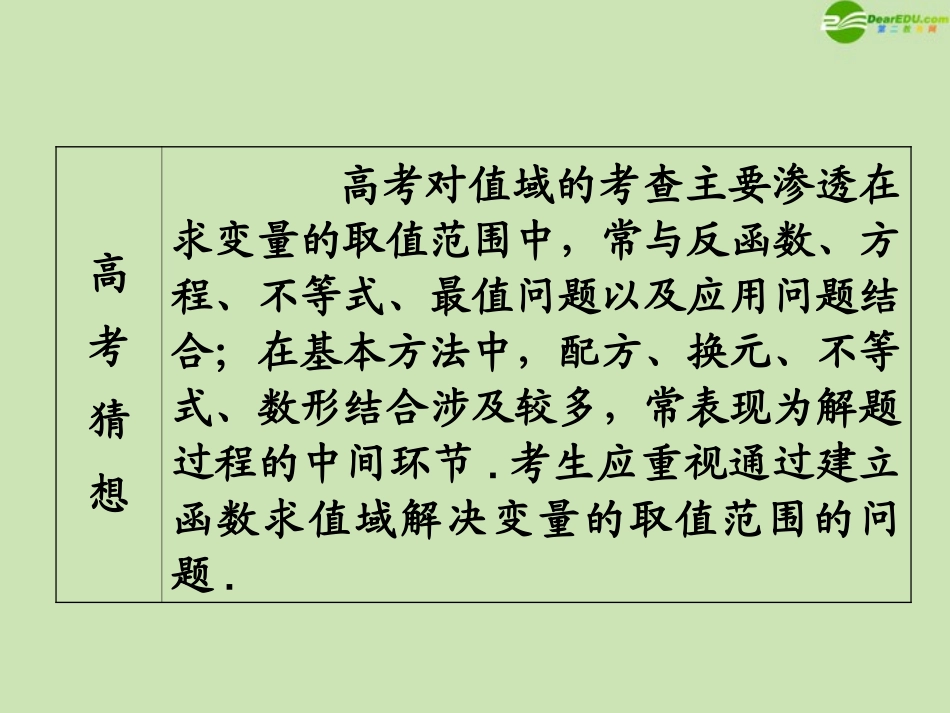 高三数学第一轮总复习 2.3 函数的值域课件(1) 课件_第3页