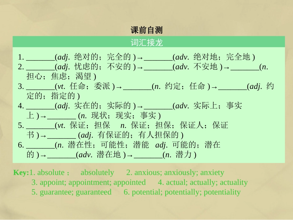 核按钮版高考英语一轮复习 Unit 5 The power of nature考点突破课件 新人教版选修6 课件_第2页