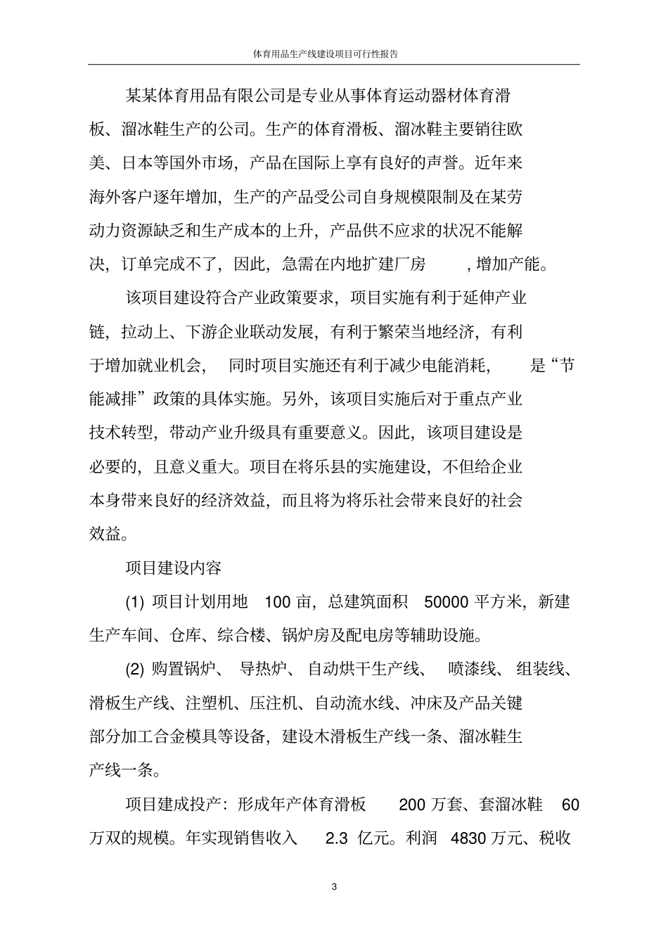 体育用品生产线建设项目可行性报告_第3页