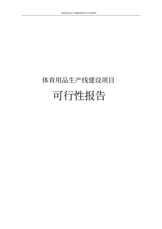 体育用品生产线建设项目可行性报告
