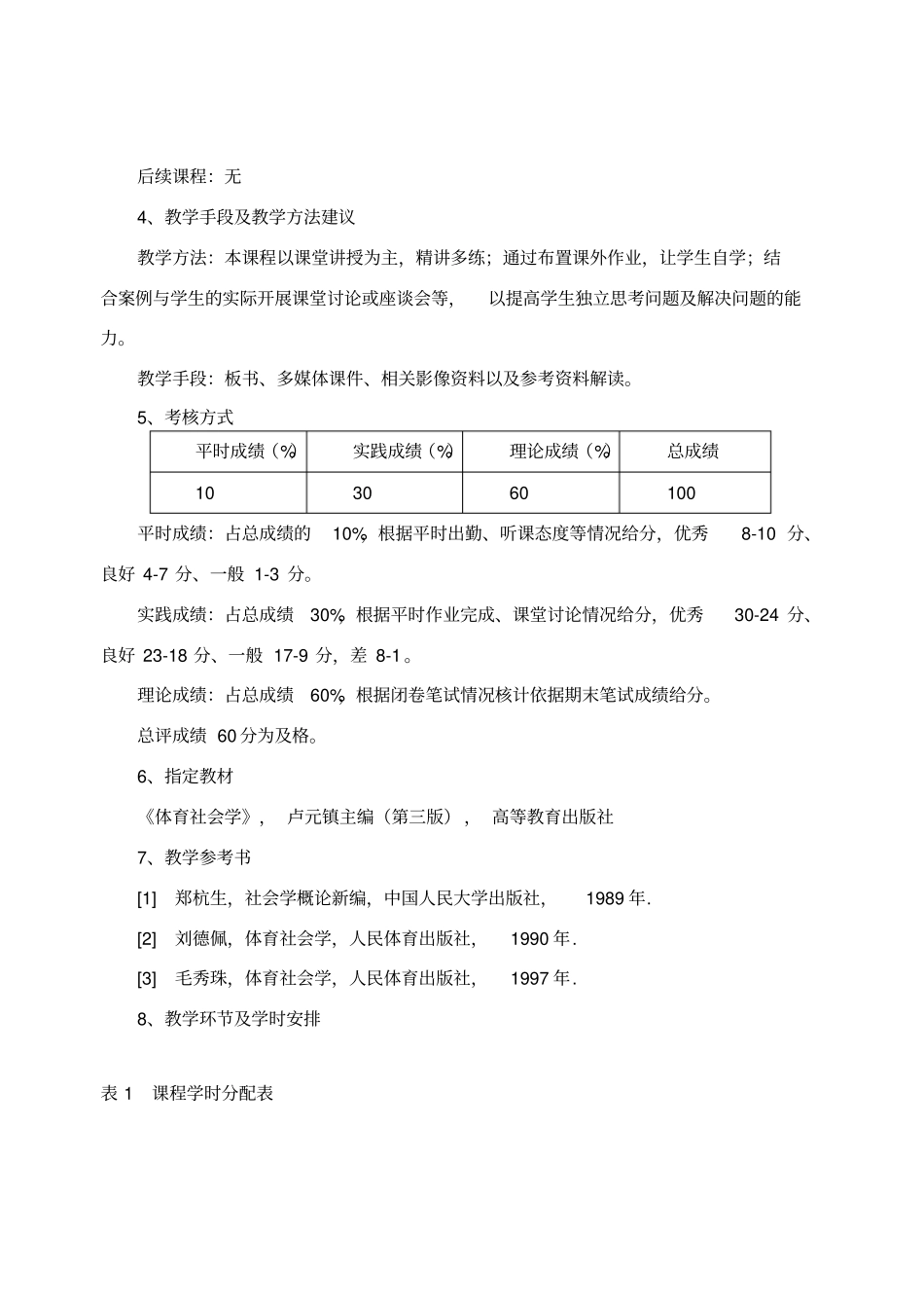 体育社会学课程教学大纲_第2页