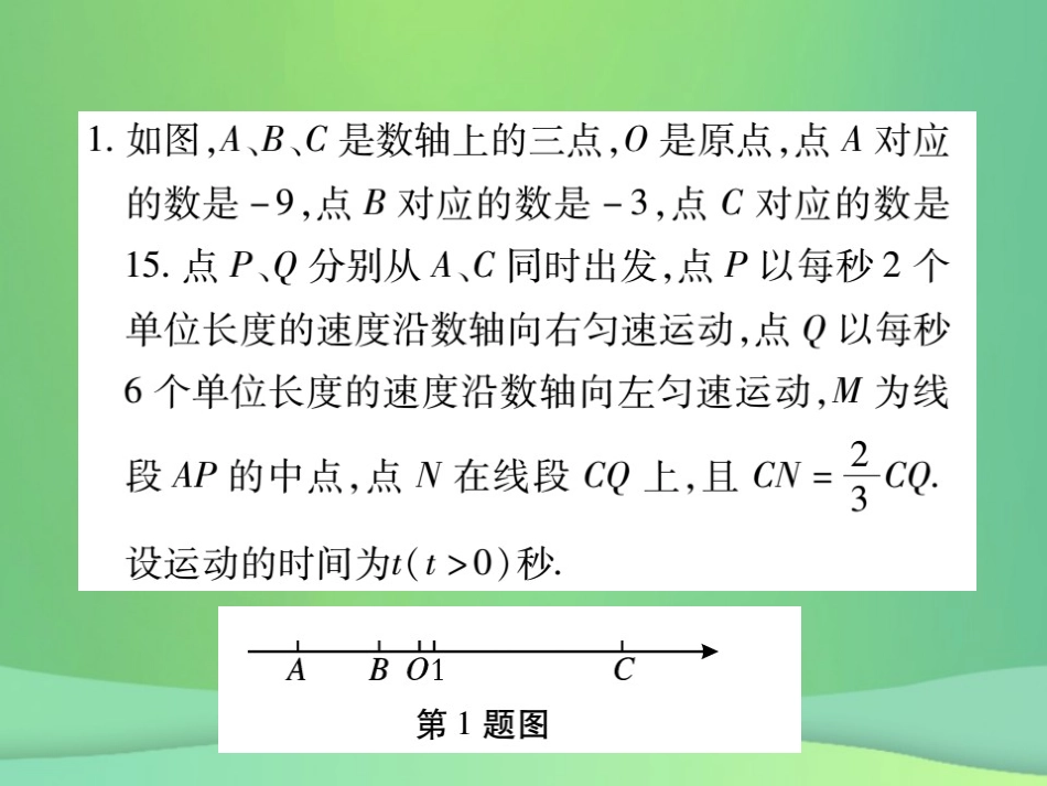 秋七年级数学上册 能力专卷一 与线段有关的动点问卷课件 (新版)北师大版 课件_第2页
