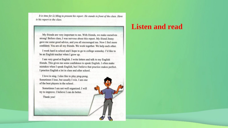 秋季八年级英语上册 Unit 8 Celebrating Me Lesson 48 Li Ming s Report预习课件 (新版)冀教版 课件_第3页