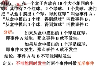 高三数学(互斥事件的概率)课件1 课件