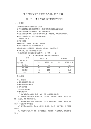 体育舞蹈专项体育课教学大纲、教学计划