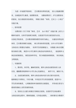 体育艺术2+1项目实施方案