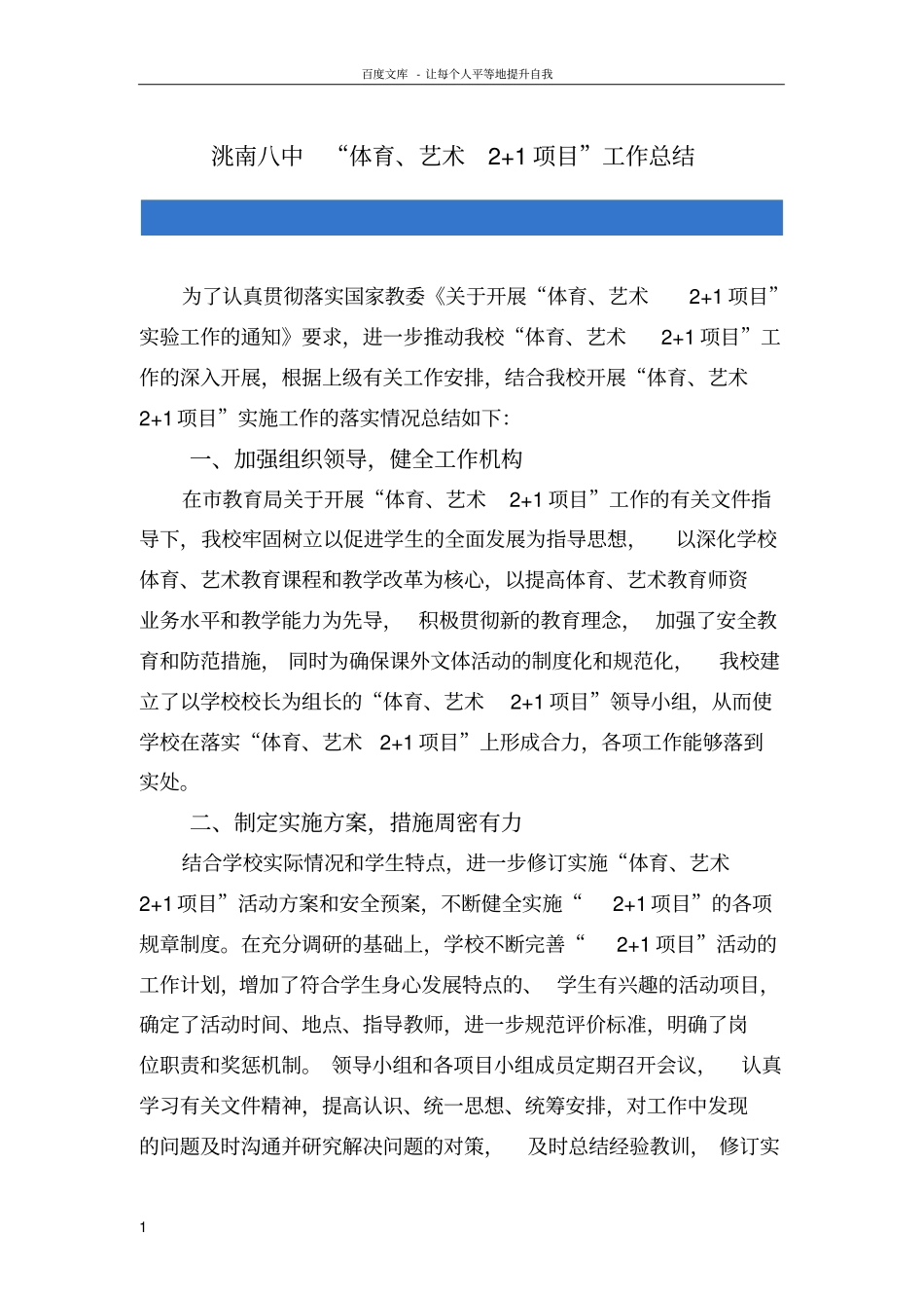 体育艺术21项目工作总结1_第1页