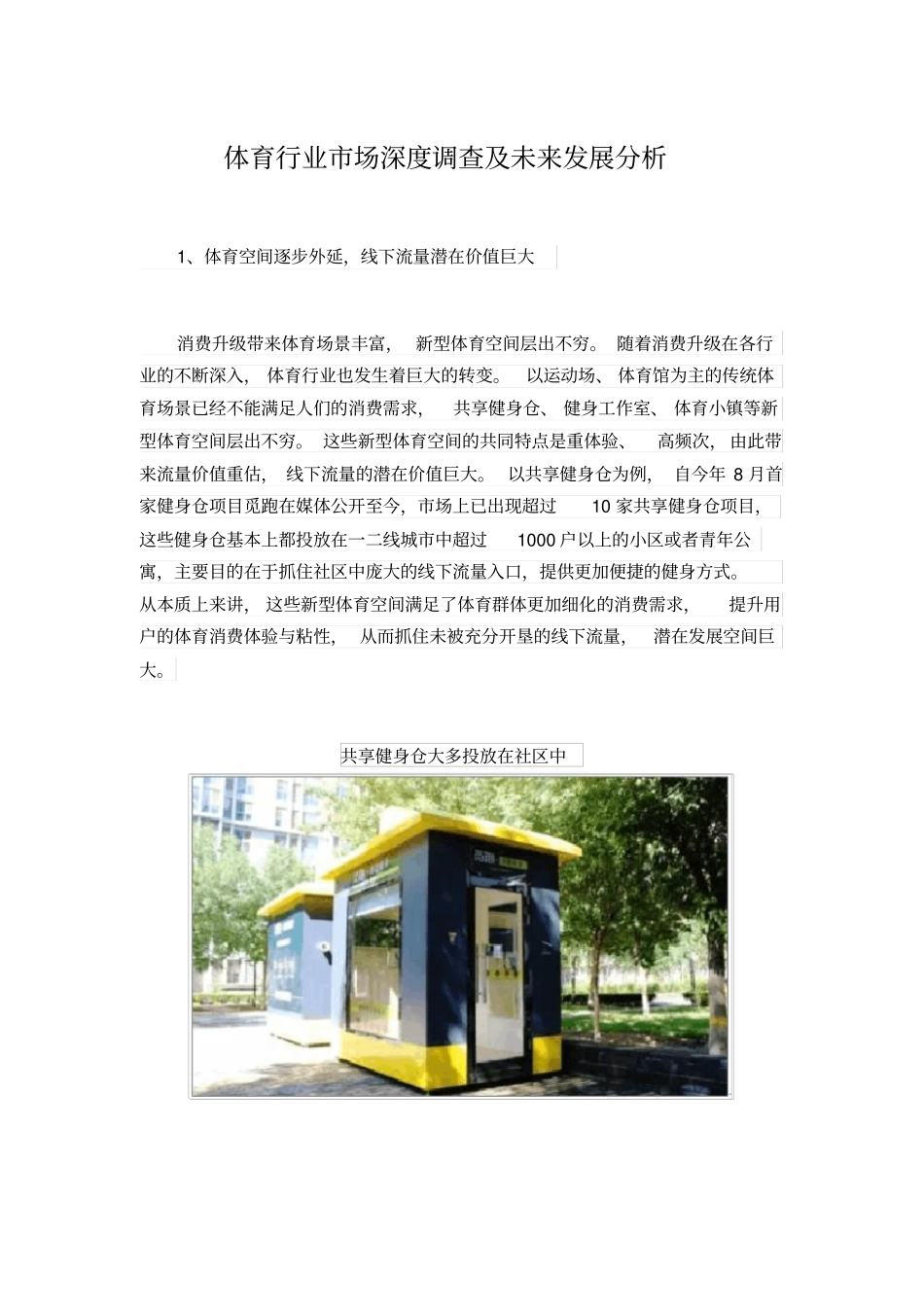 体育行业场深度调查及未来发展分析_第1页