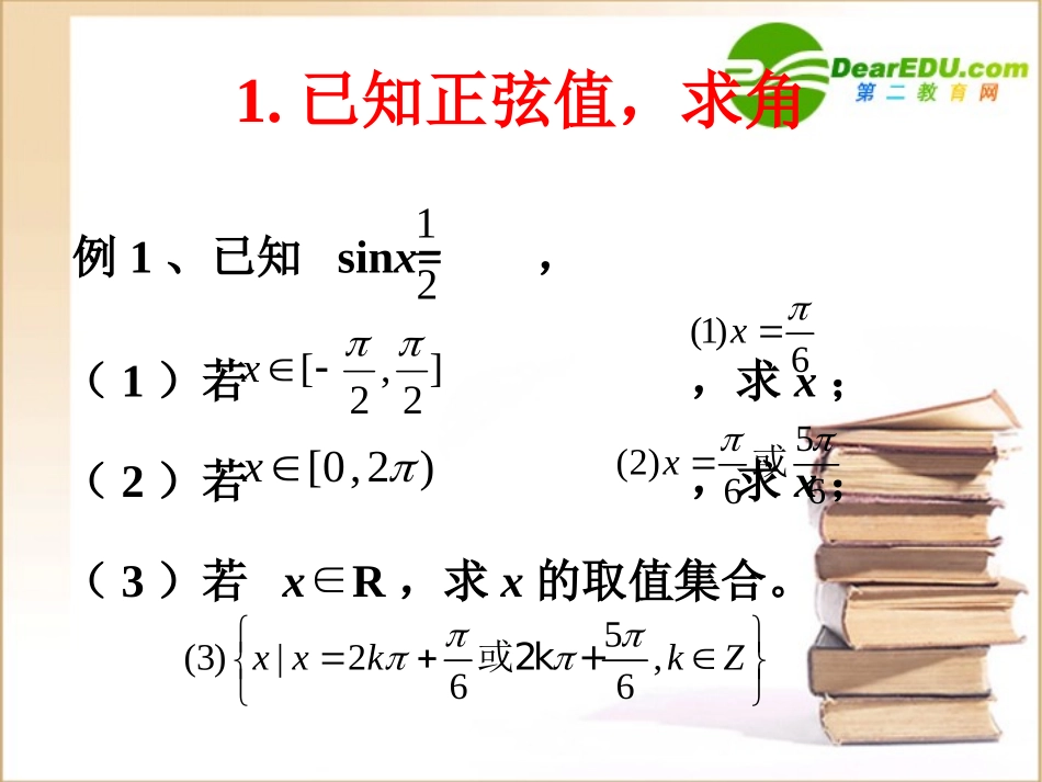 高中数学 已知三角函数值求角课件 新人教B版必修4 课件_第3页