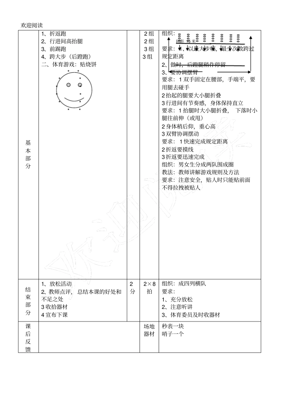 体育课身体素质练习教学教学导案_第2页